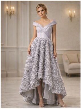 Bariano Lilac Chiffon High Low Dress Size 6 Formal Wedding Guest Luxe